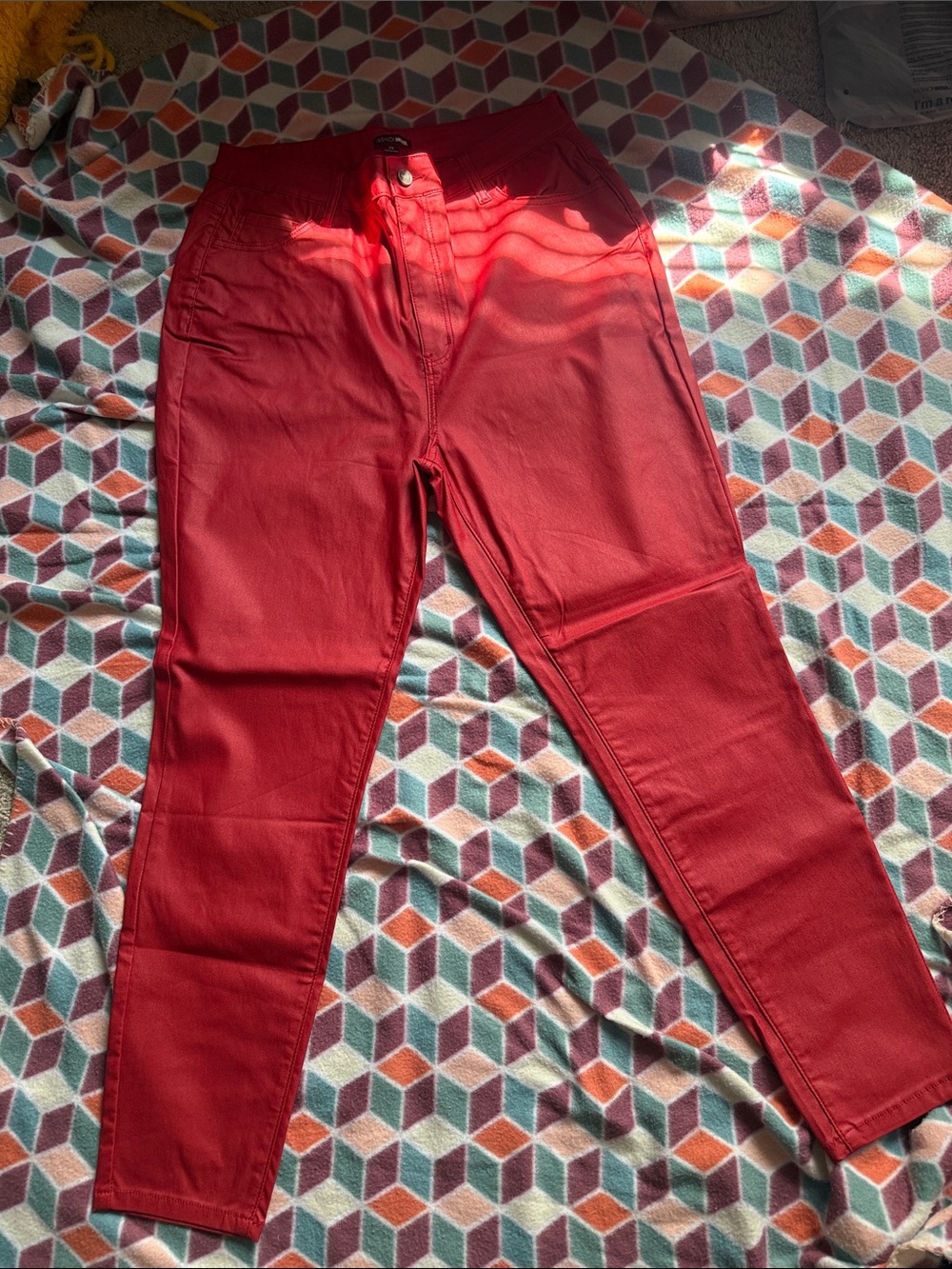 Womens Red PU Pants